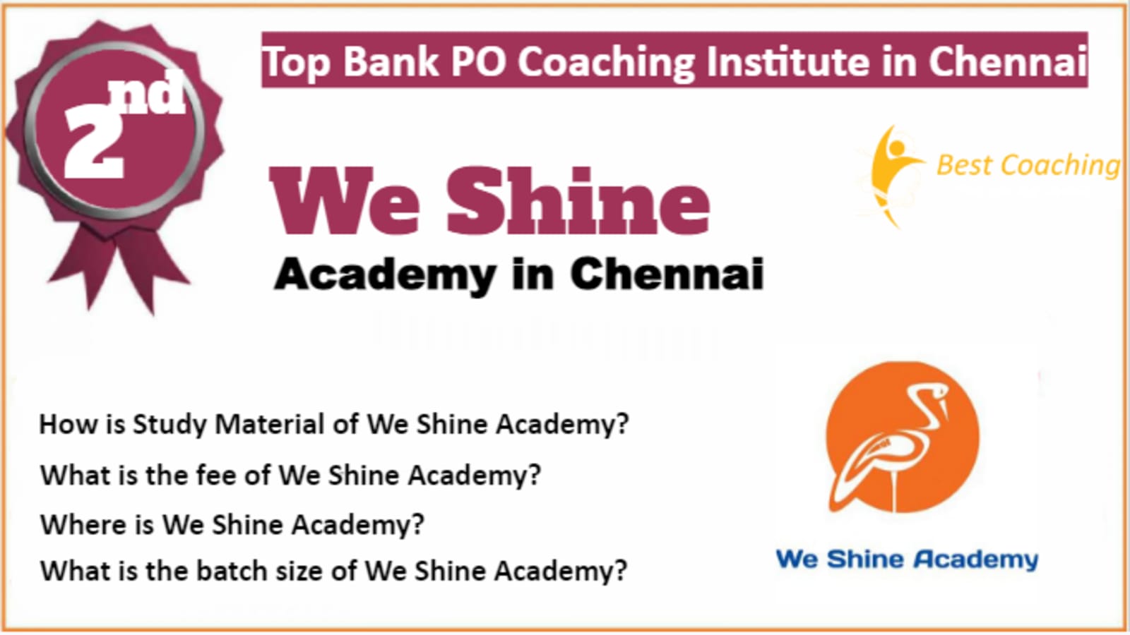 Rank 2 Best Bank PO Coaching In Chennai