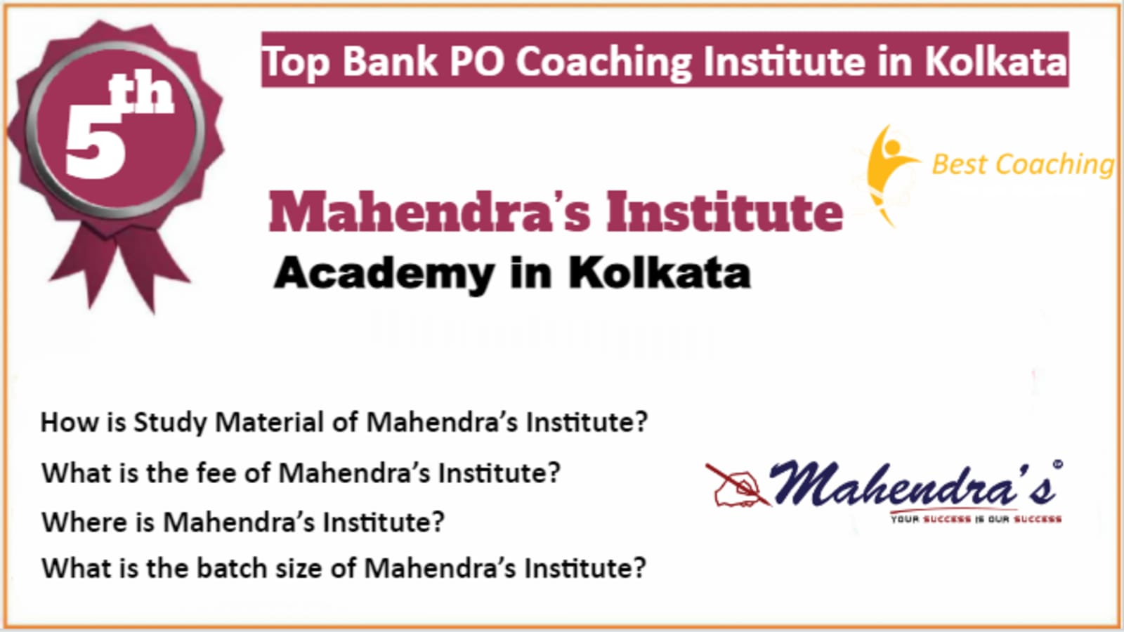 Rank 5 Best Bank PO Coaching In Kolkata