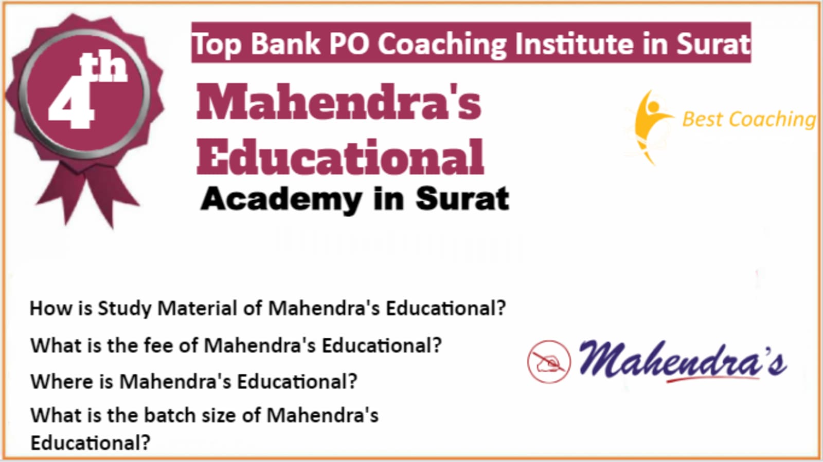 Rank 4 Best Bank PO Coaching in Surat