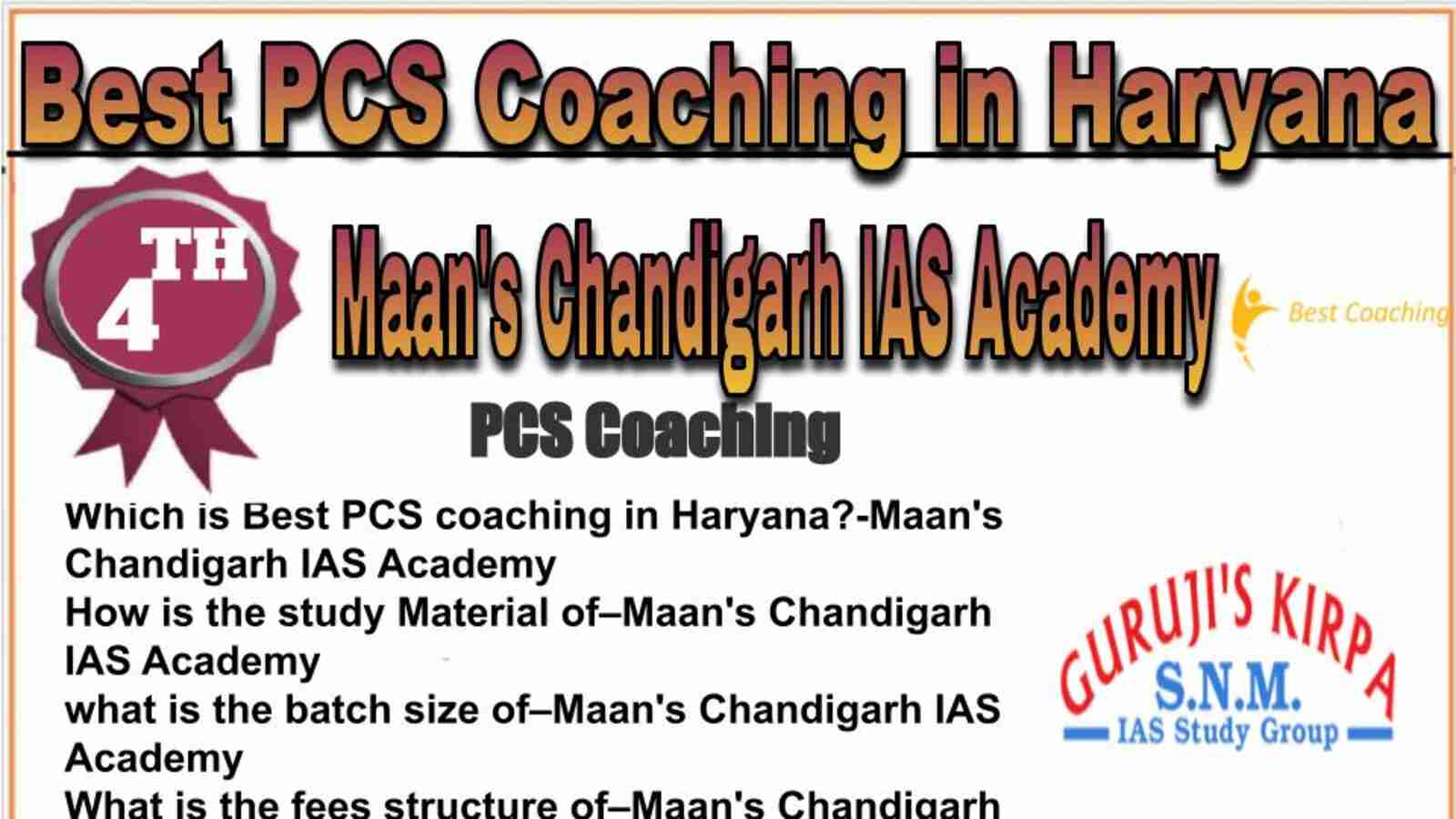 Rank 4 best PCS Coaching in Haryana