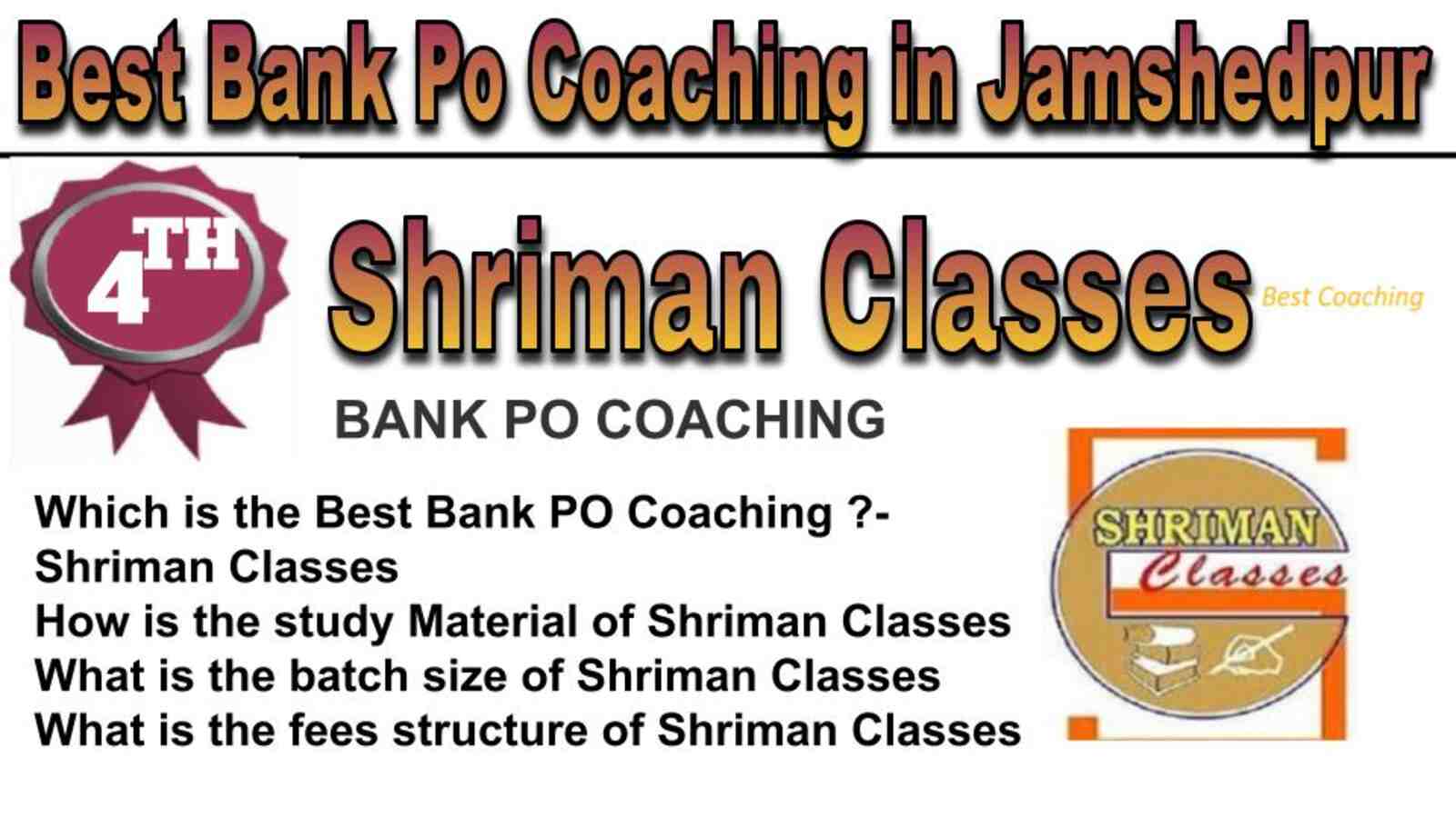 Rank 4 best bank po coaching in Jamshedpur