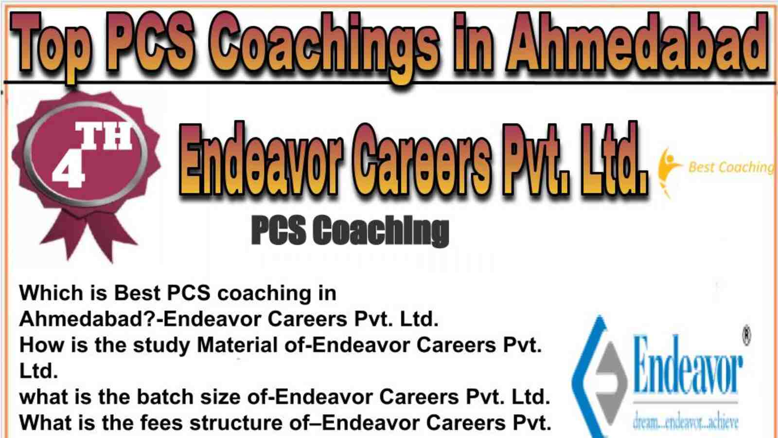 Rank 4 top PCS coachings in Ahmedabad