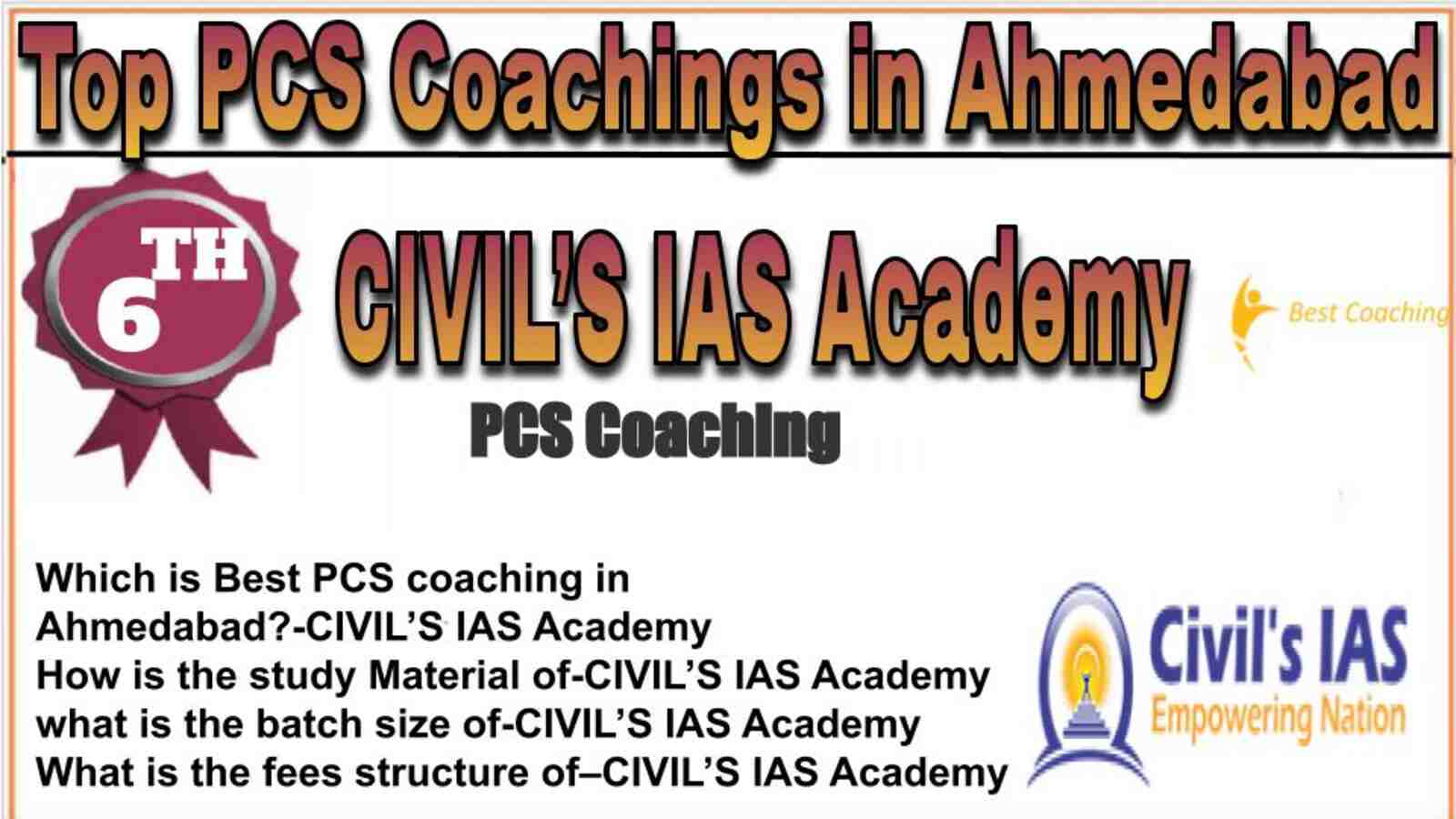 Rank 6 top PCS coachings in Ahmedabad