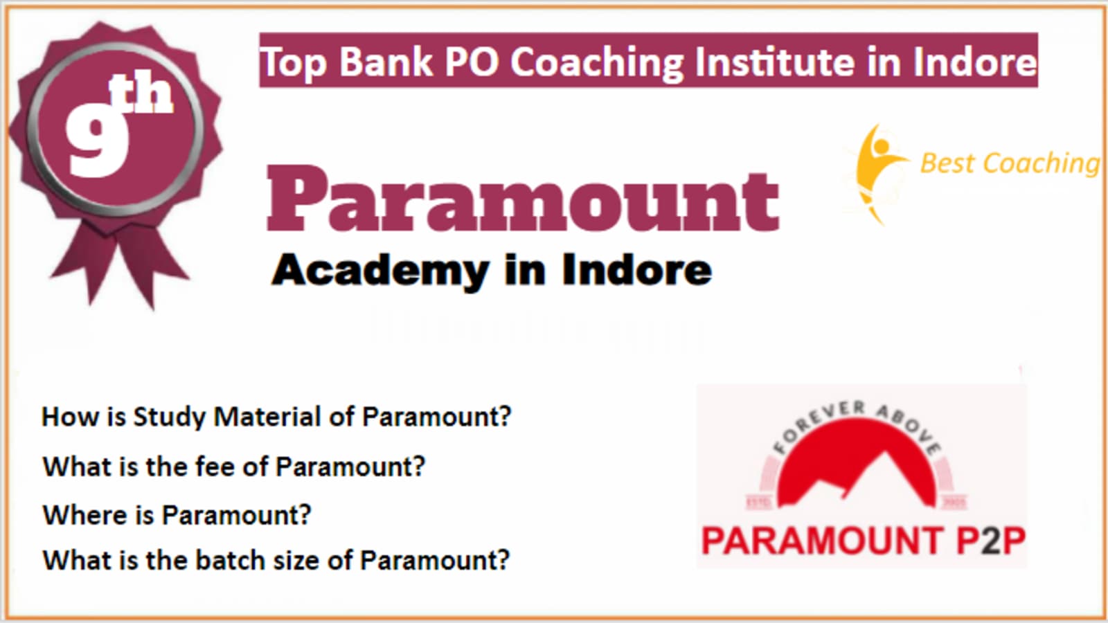 Rank 9 Best Bank PO Coaching in Indore