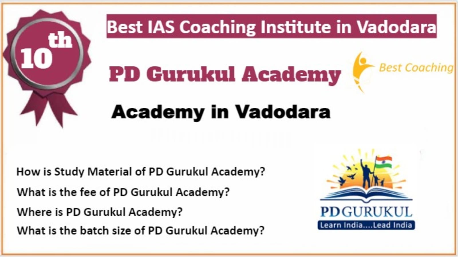 Rank 10 Best IAS Coaching in Vadodara. PD Gurukul Academy IAS Coaching in Vadodara 2023. Rank 10th IAS Coaching in Vadodara. 10th Top IAS Coaching in Vadodara. Best IAS Coaching in Vadodara Rank 10. Best IAS Preparation in Vadodara Rank 10. List of Best 10 IAS Coaching in Vadodara Rank 1 Best IAS Coaching in Vadodara