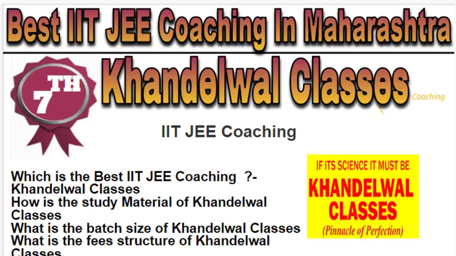 Rank 7 Best IIT JEE Coaching In Maharashtra