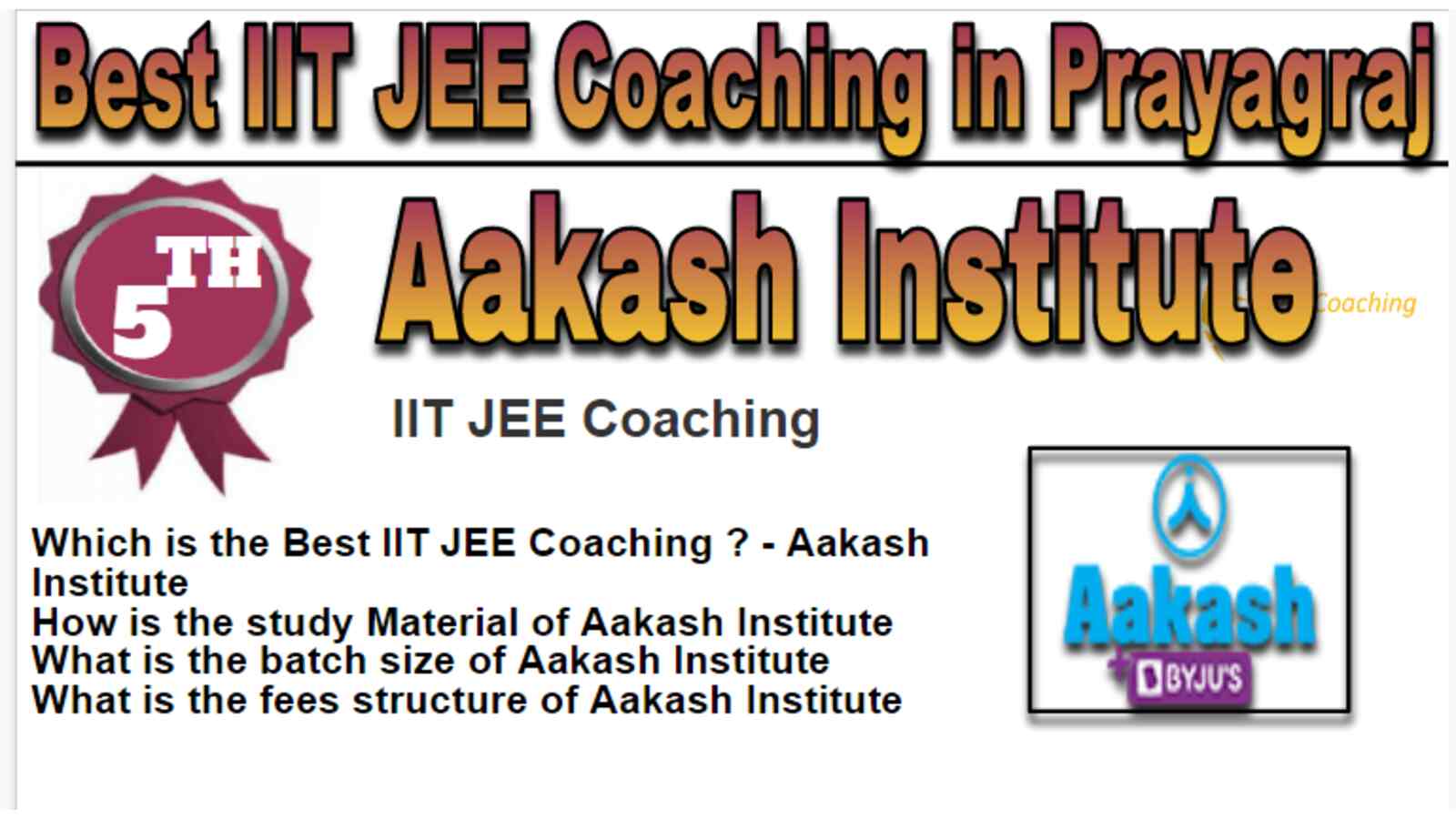 Rank 5 Best IIT JEE Coaching in Prayagraj