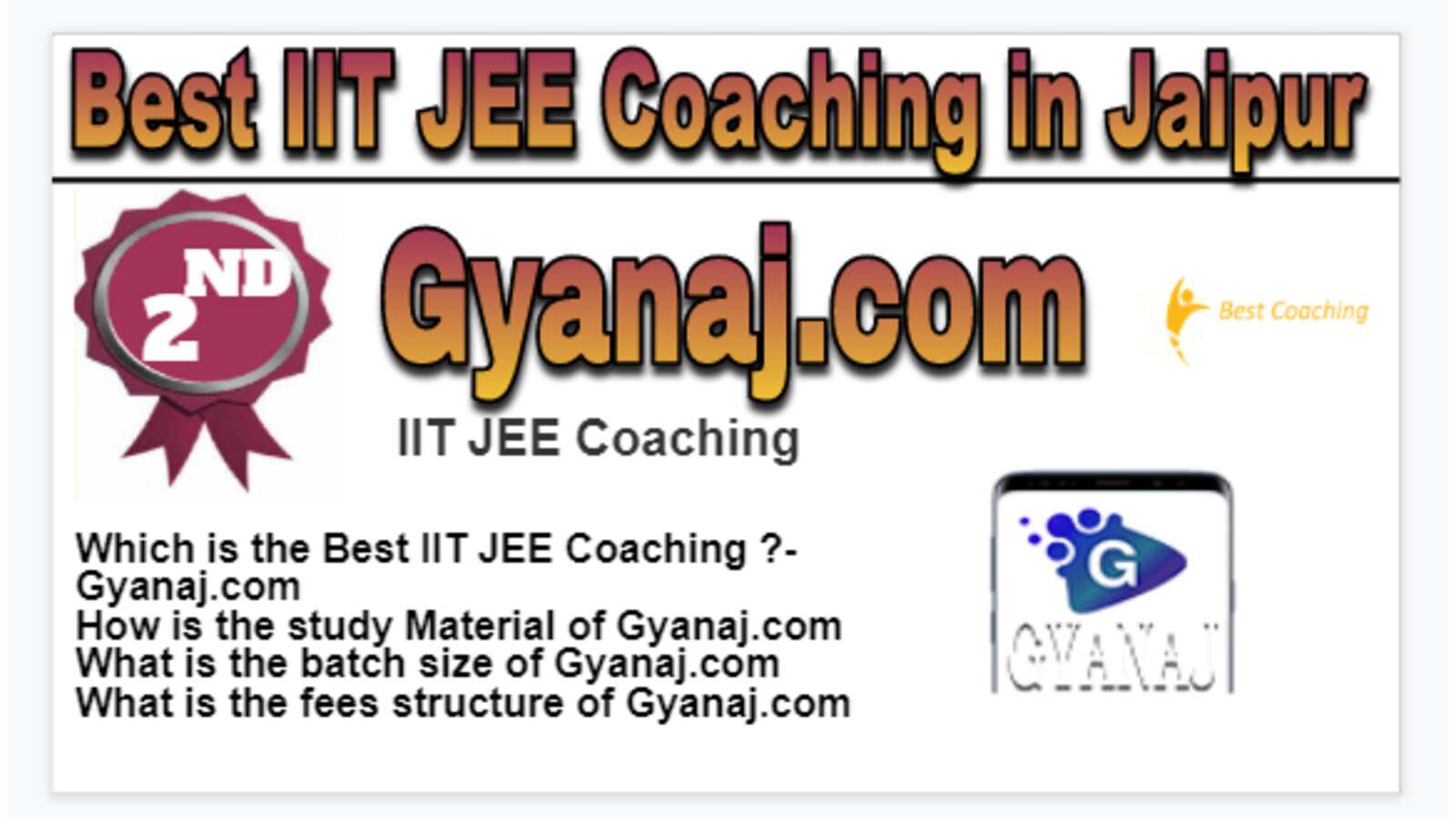 Rank 2 Best IIT JEE Coaching in Jaipur
