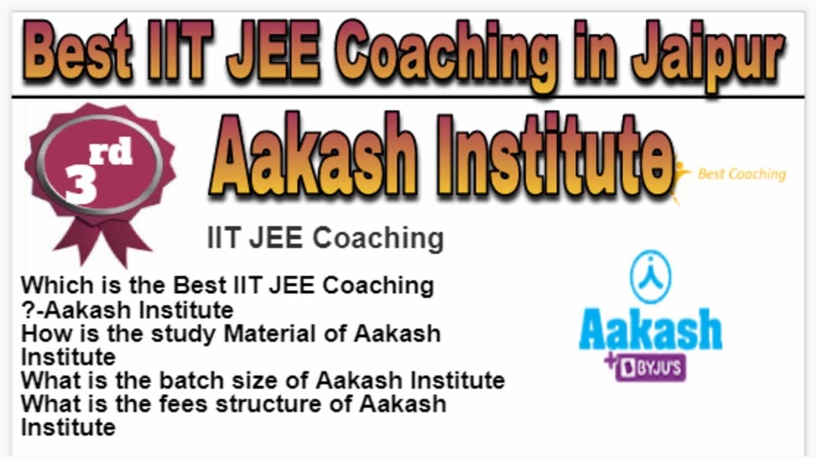 Rank 3 Best IIT JEE Coaching in Jaipur