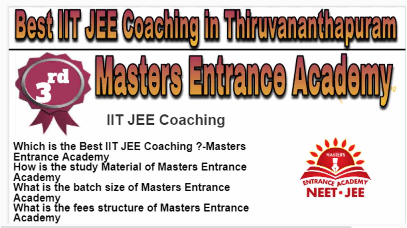 Rank 3 Best IIT JEE Coaching in Thiruvananthapuram