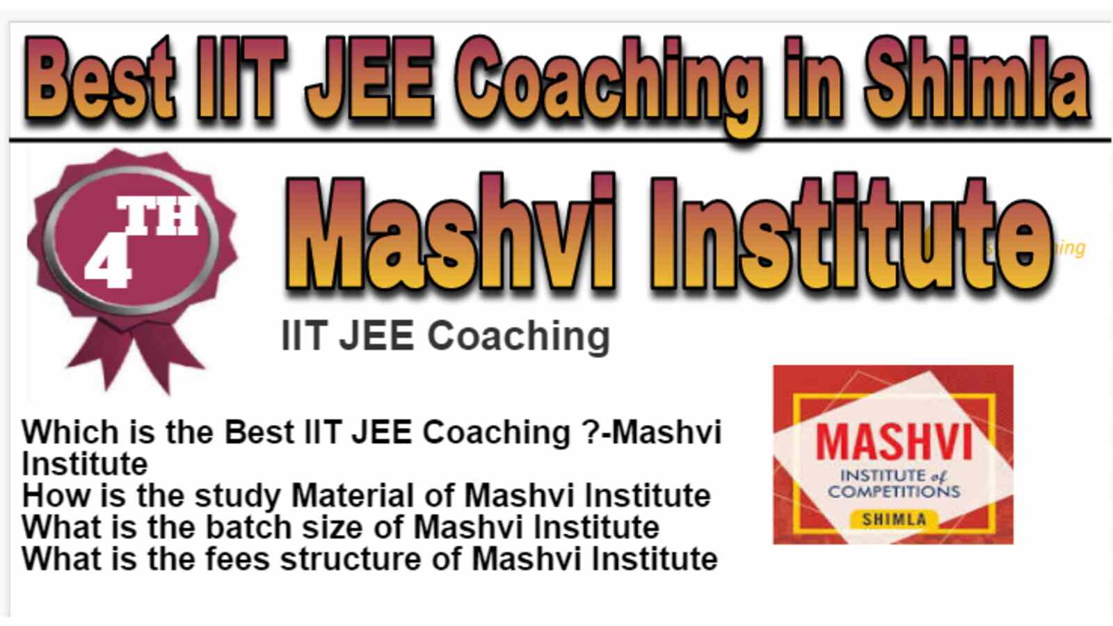 Rank 4 Best IIT JEE Coaching in Shimla