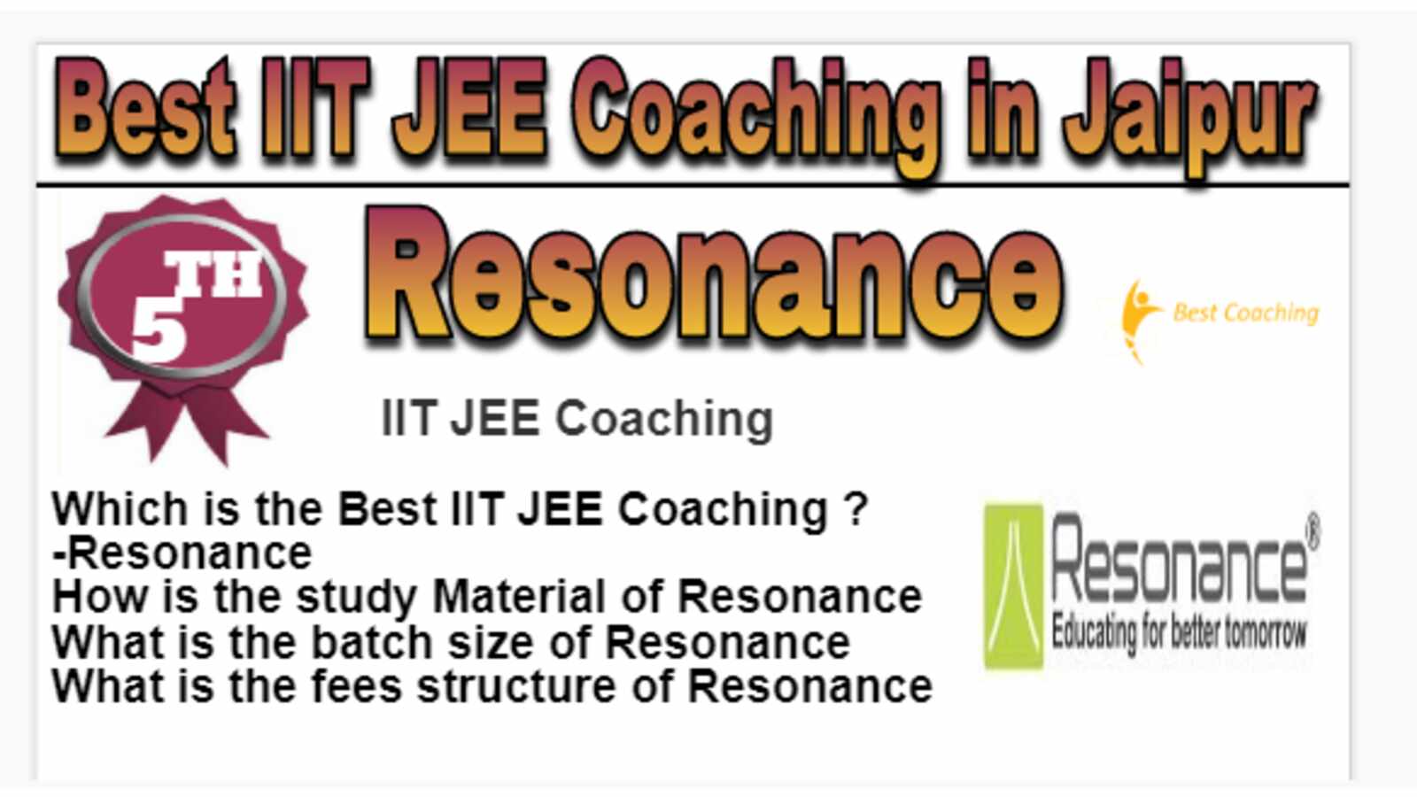 Rank 5 Best IIT JEE Coaching in Jaipur
