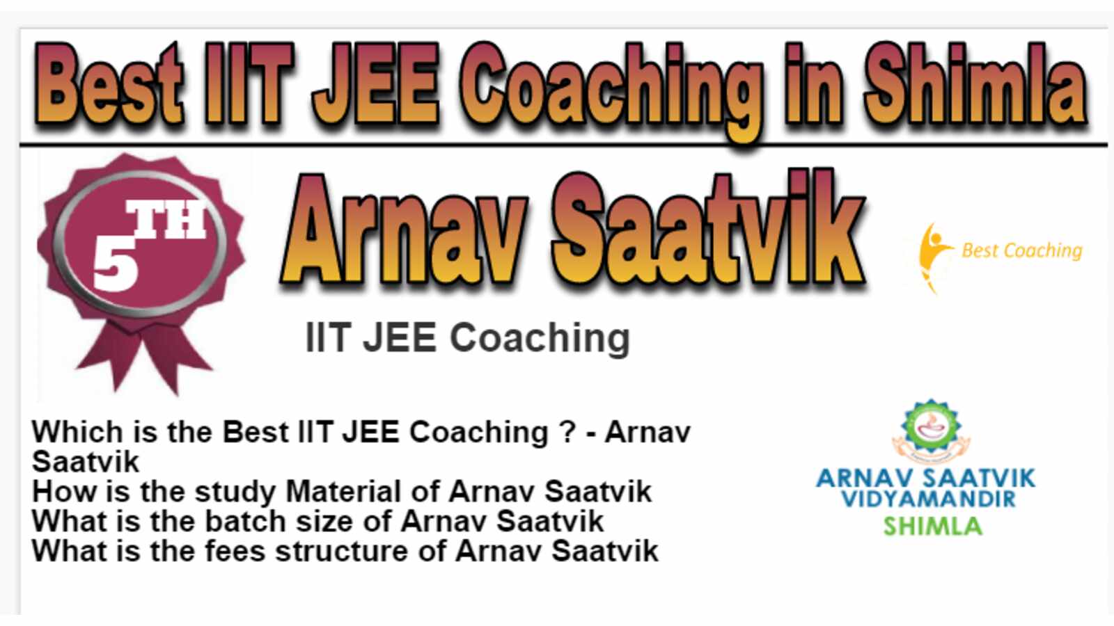 Rank 5 Best IIT JEE Coaching in Shimla