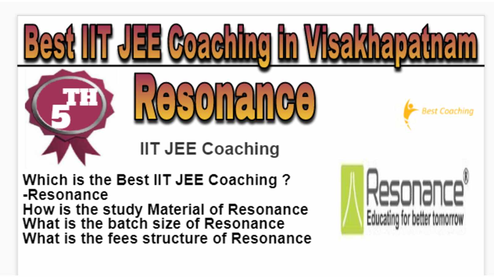 Rank 5 Best IIT JEE Coaching in Visakhapatnam