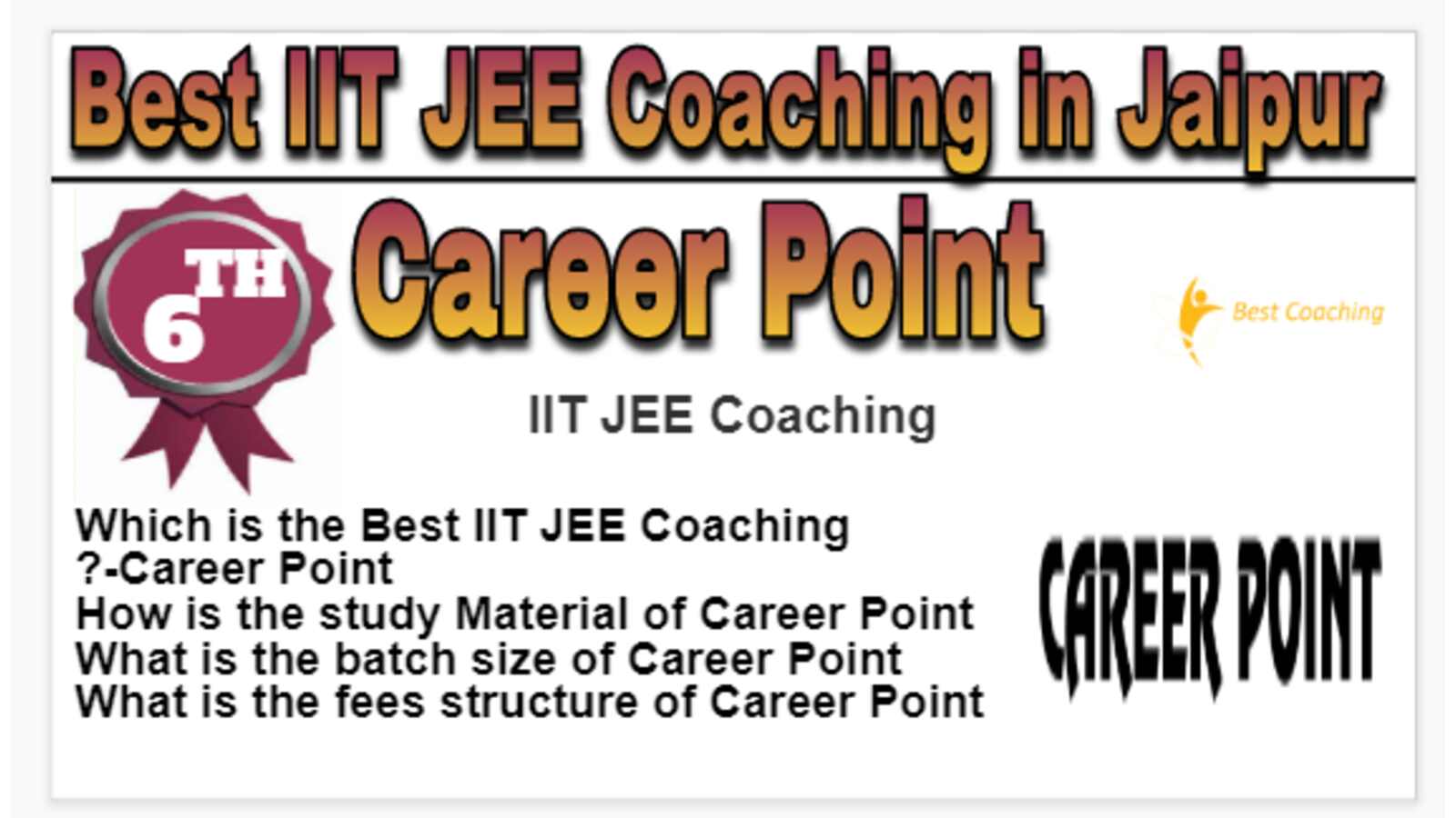 Rank 6 Best IIT JEE Coaching in Jaipur