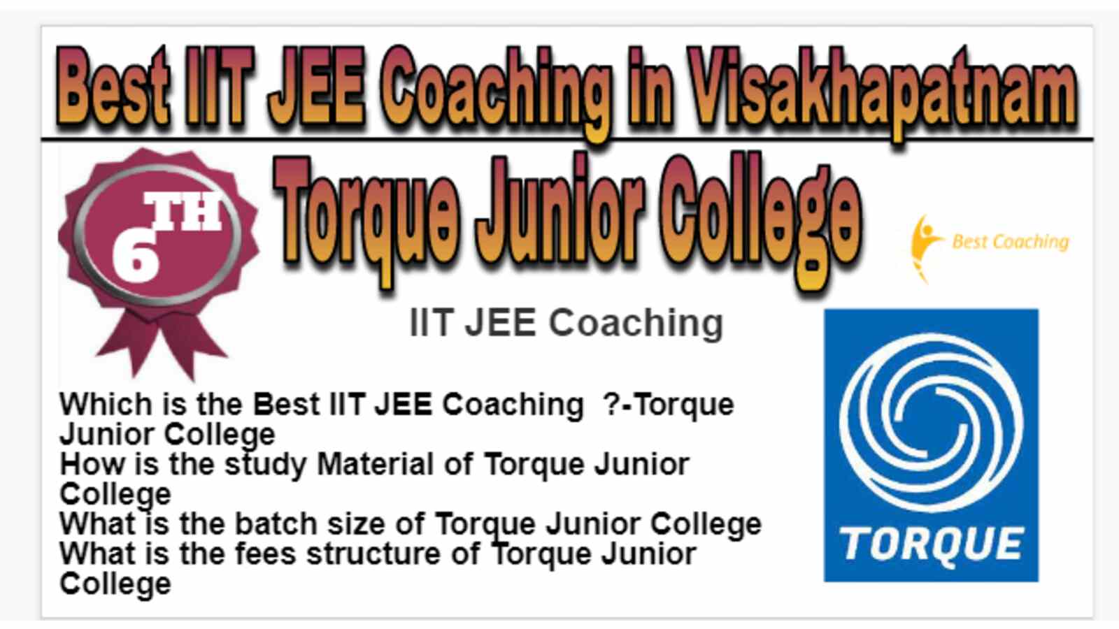Rank 6 Best IIT JEE Coaching in Visakhapatnam
