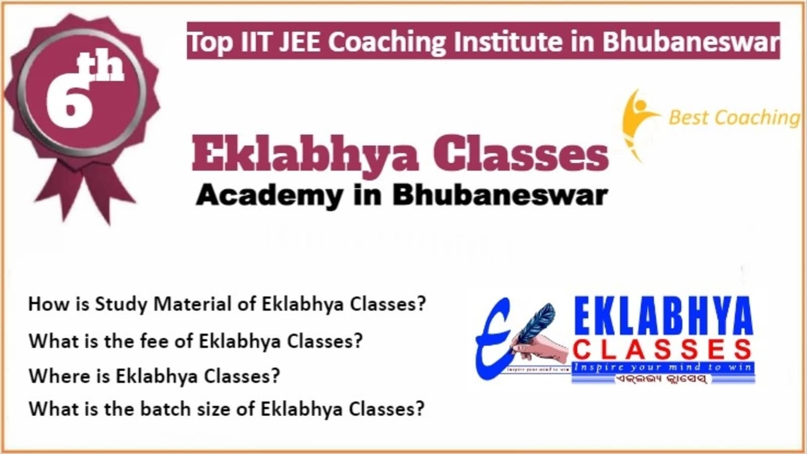 Rank 6 Top IIT JEE Coaching in Bhubaneswar