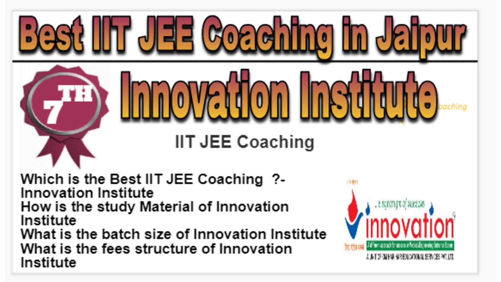 Rank 7 Best IIT JEE Coaching in Jaipur