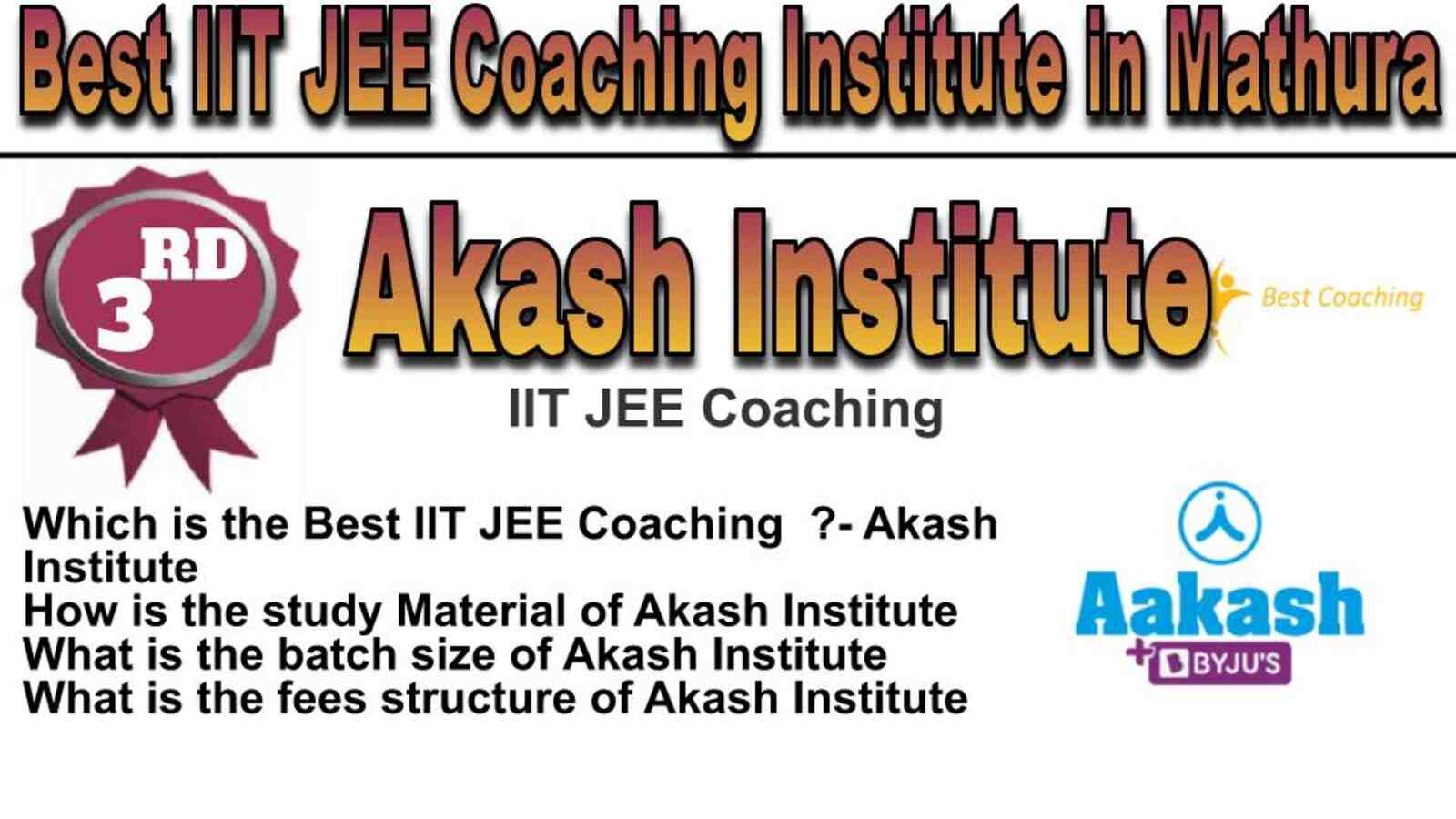 RANK 3 BEST IIT JEE COACHING IN MATHURA