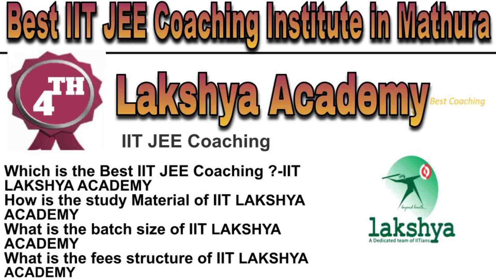 RANK 4 BEST IIT JEE COACHING IN MATHURA