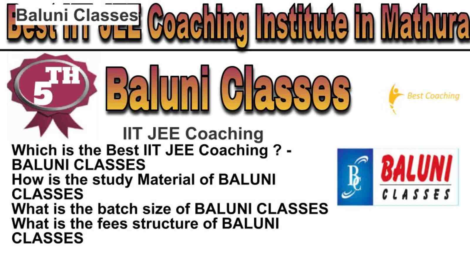 RANK 5 BEST IIT JEE COACHING IN MATHURA
