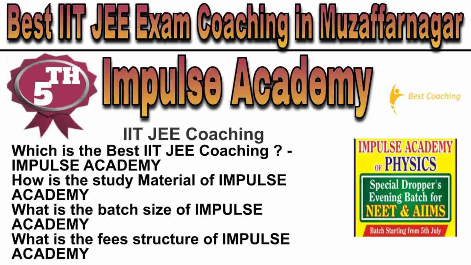 Rank 5 best iit jee coaching in Mujjafarnagar