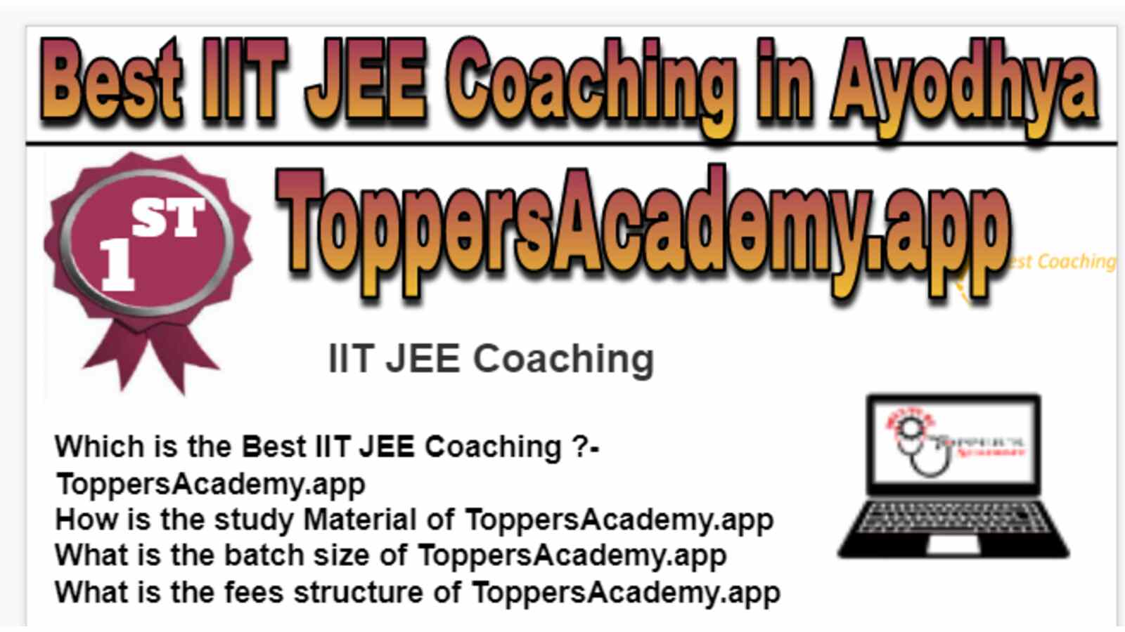 Rank 1 Best IIT JEE Coaching in Ayodhya