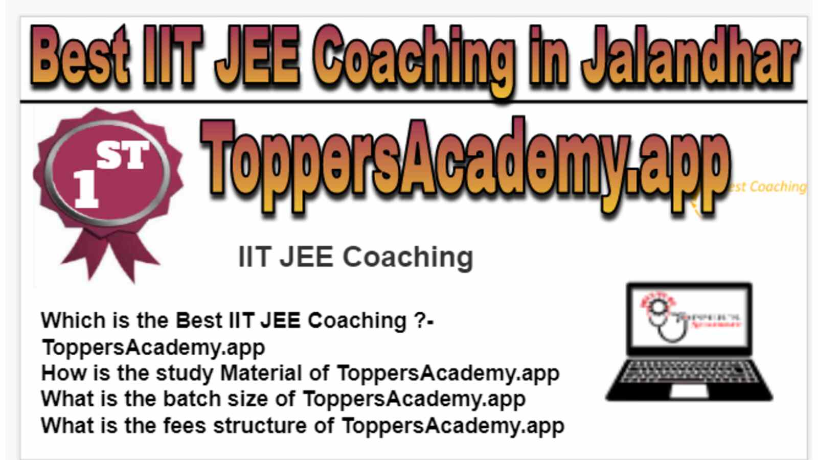 Rank 1 Best IIT JEE Coaching in Jalandhar