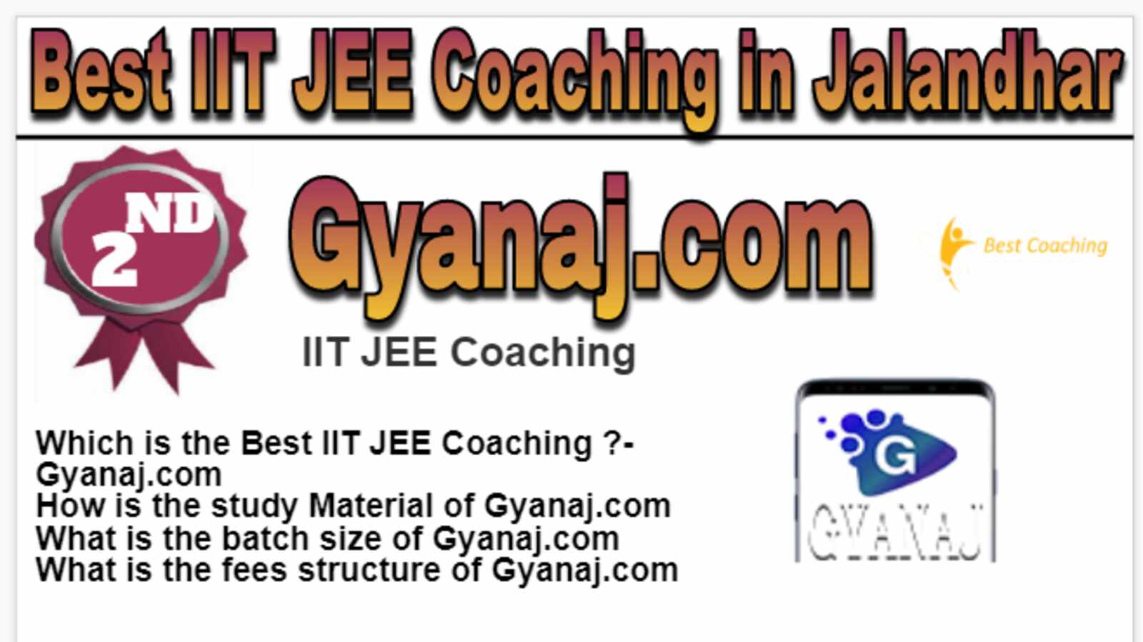 Rank 2 Best IIT JEE Coaching in Jalandhar