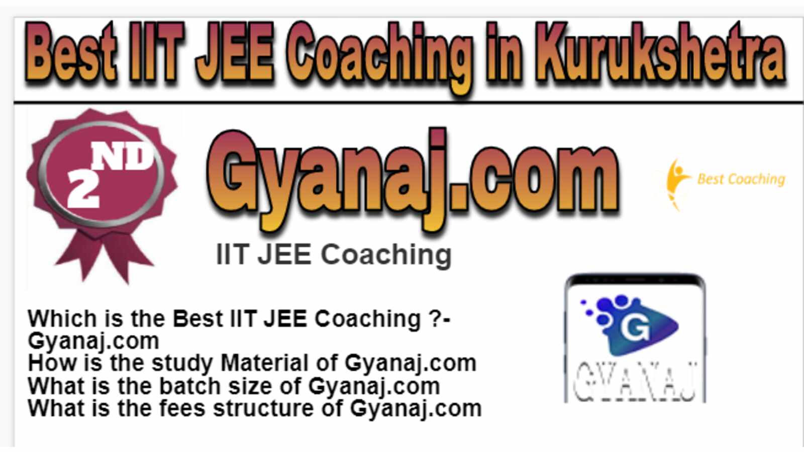 Rank 2 Best IIT JEE Coaching in Kurukshetra