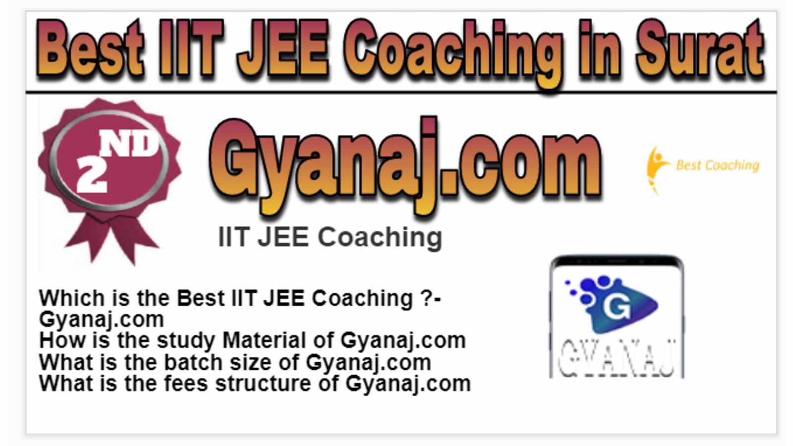 Rank 2 Best IIT JEE Coaching in Surat