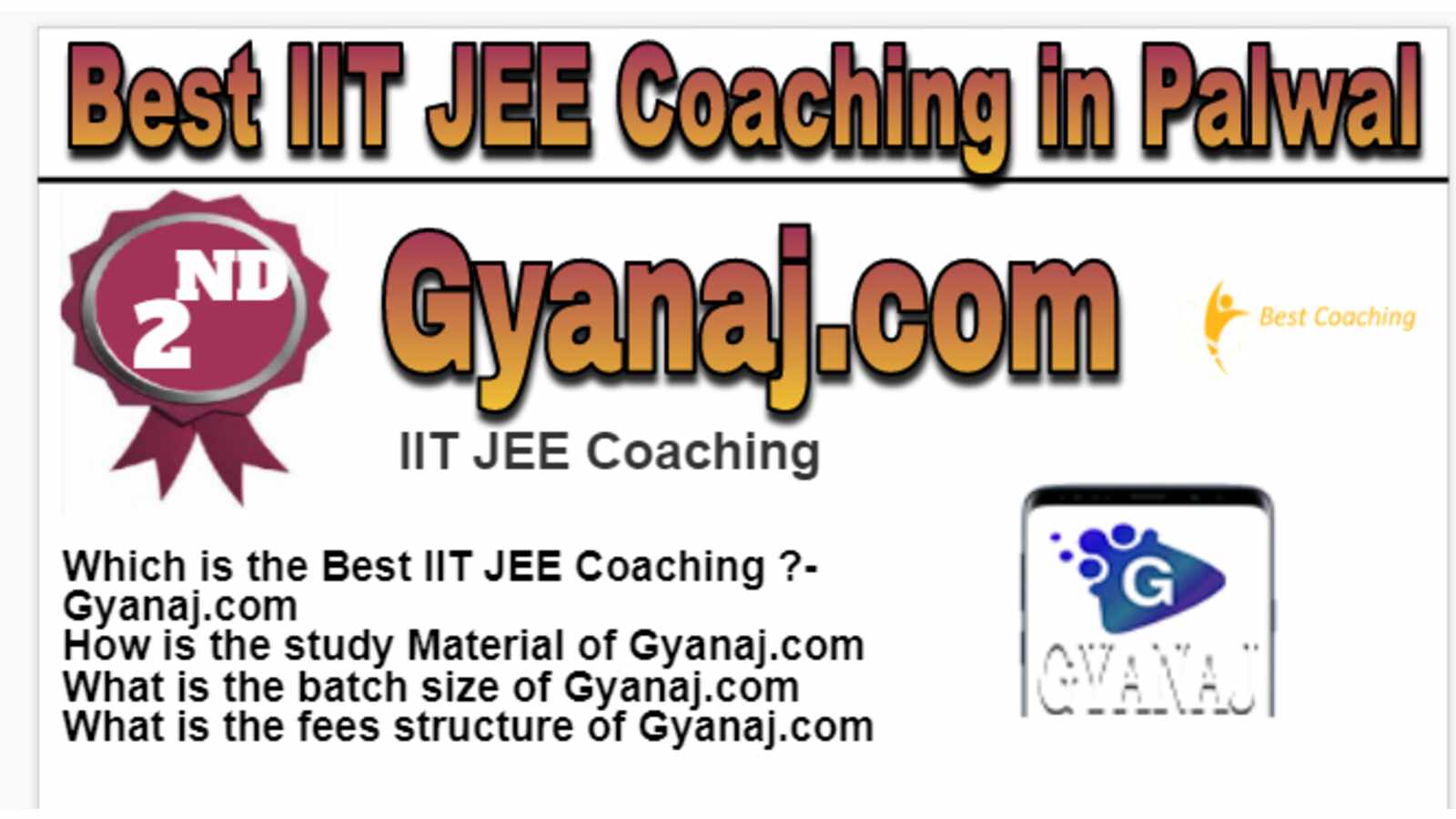 Rank 2 IIT JEE Coaching Institute in Palwal