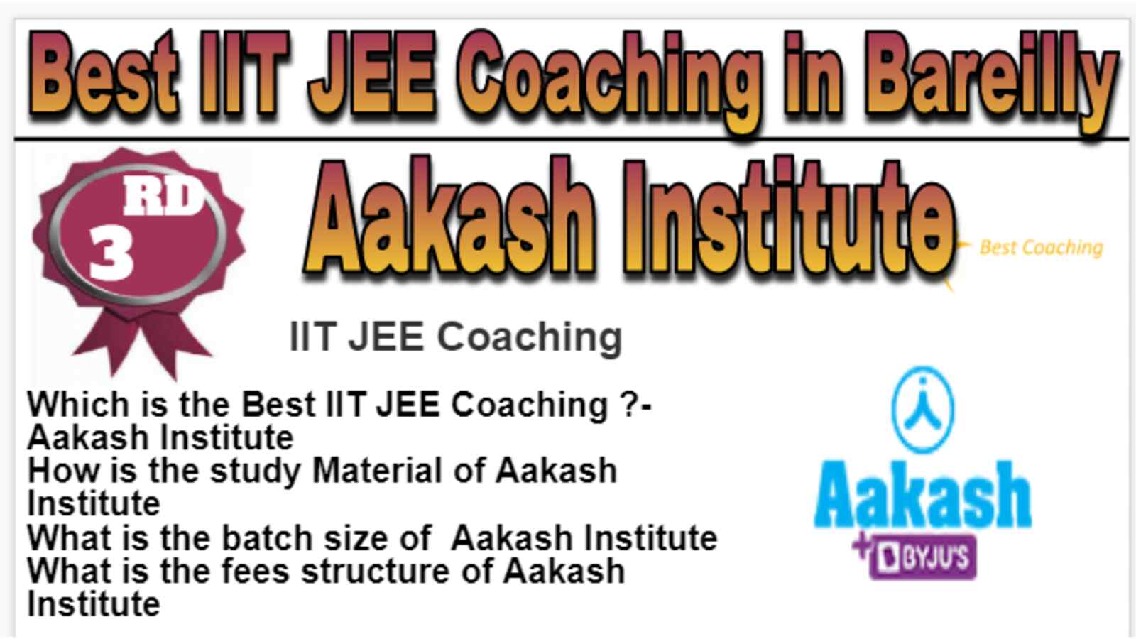Rank 3 Best IIT JEE Coaching in Bareilly