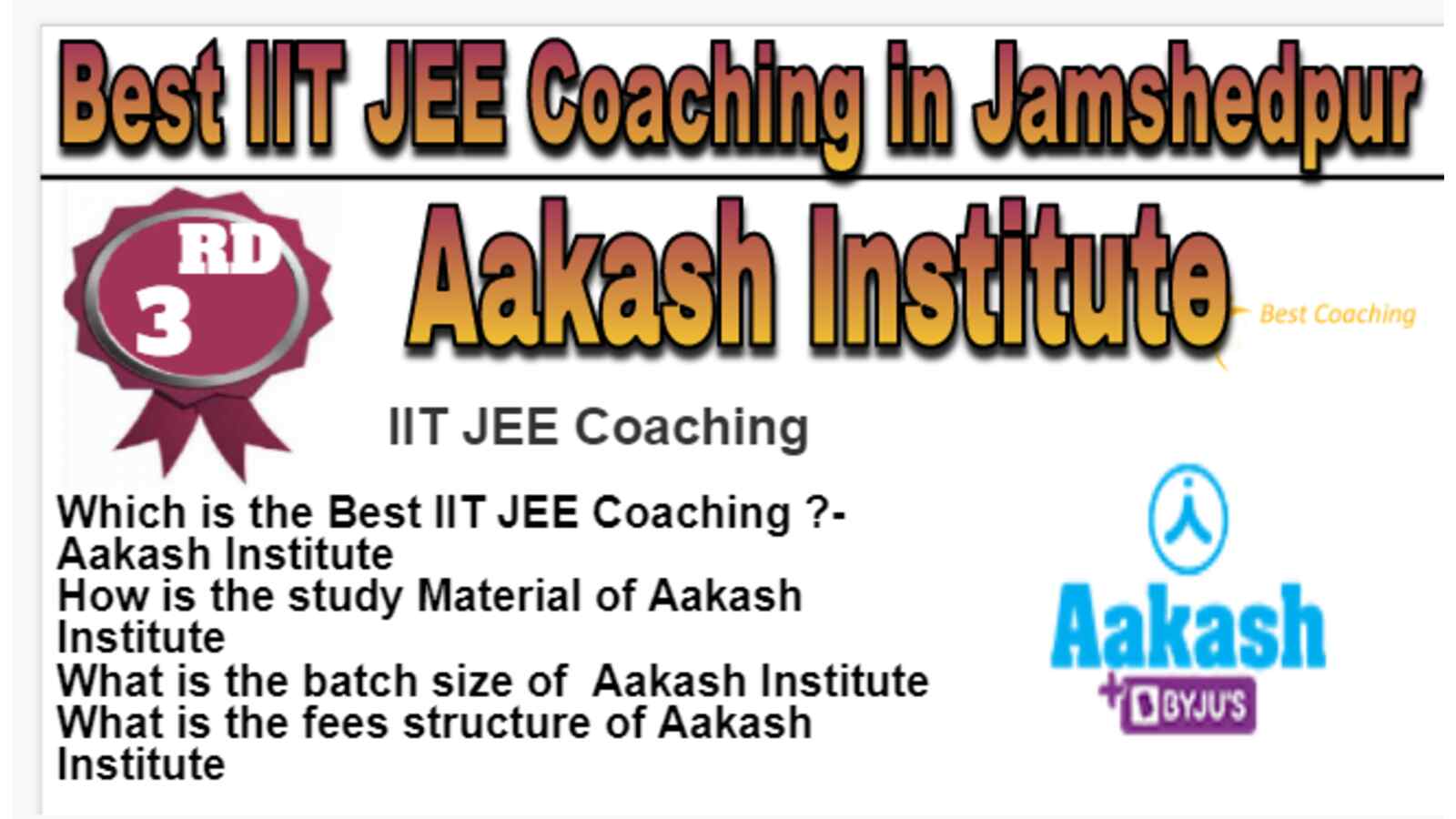 Rank 3 Best IIT JEE Coaching in Jamshedpur