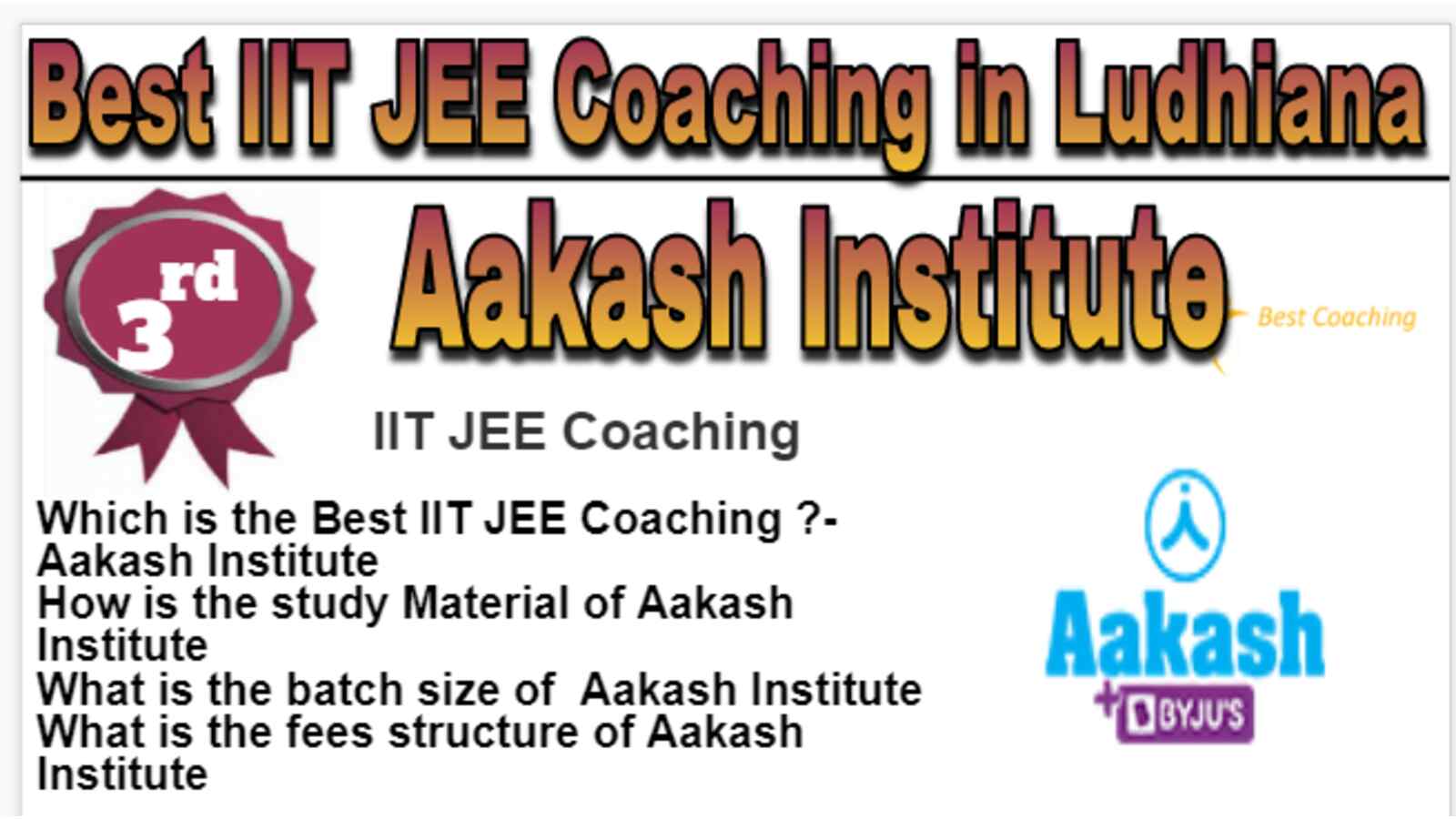 Rank 3 Best IIT JEE Coaching in Ludhiana