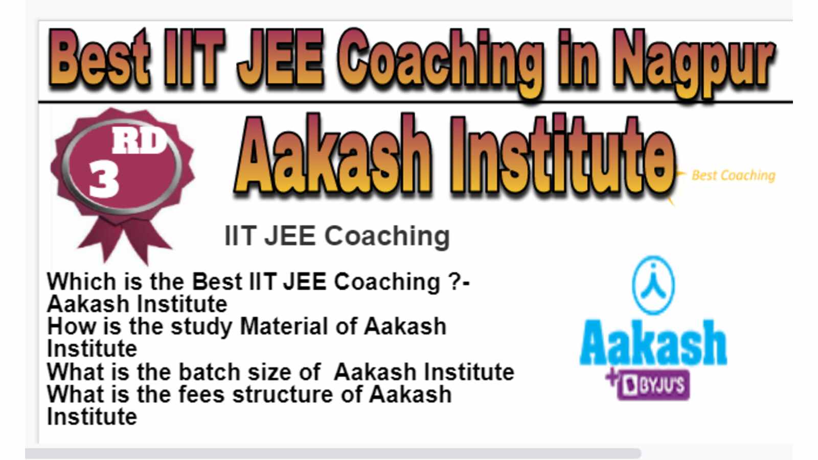 Rank 3 Best IIT JEE Coaching in Nagpur