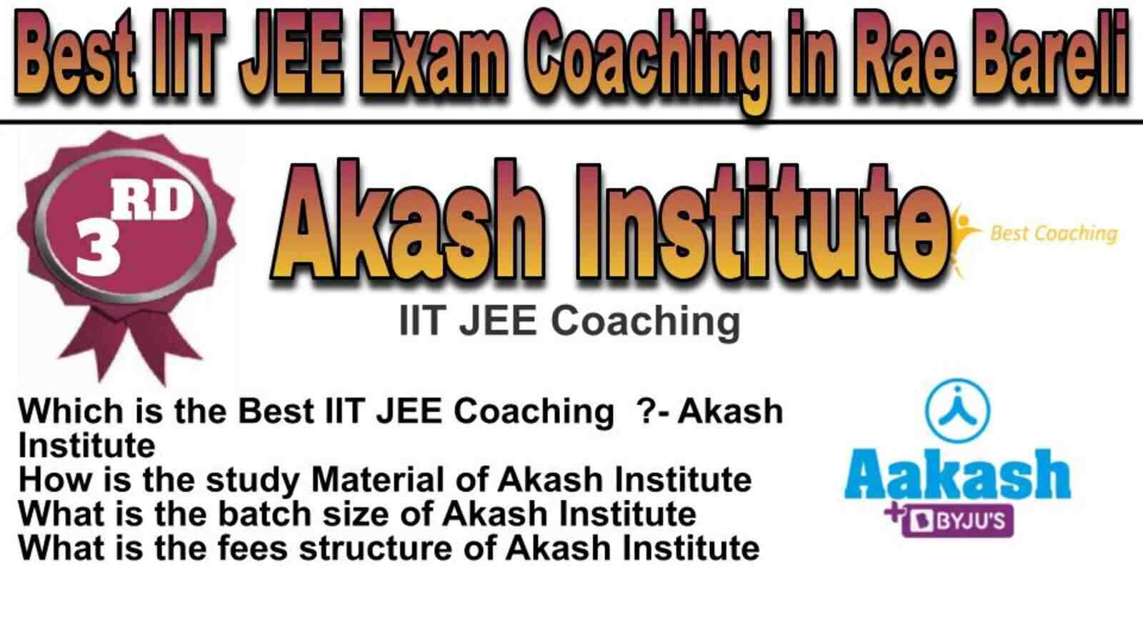 Rank 3 Best IIT JEE Coaching in Raebareli