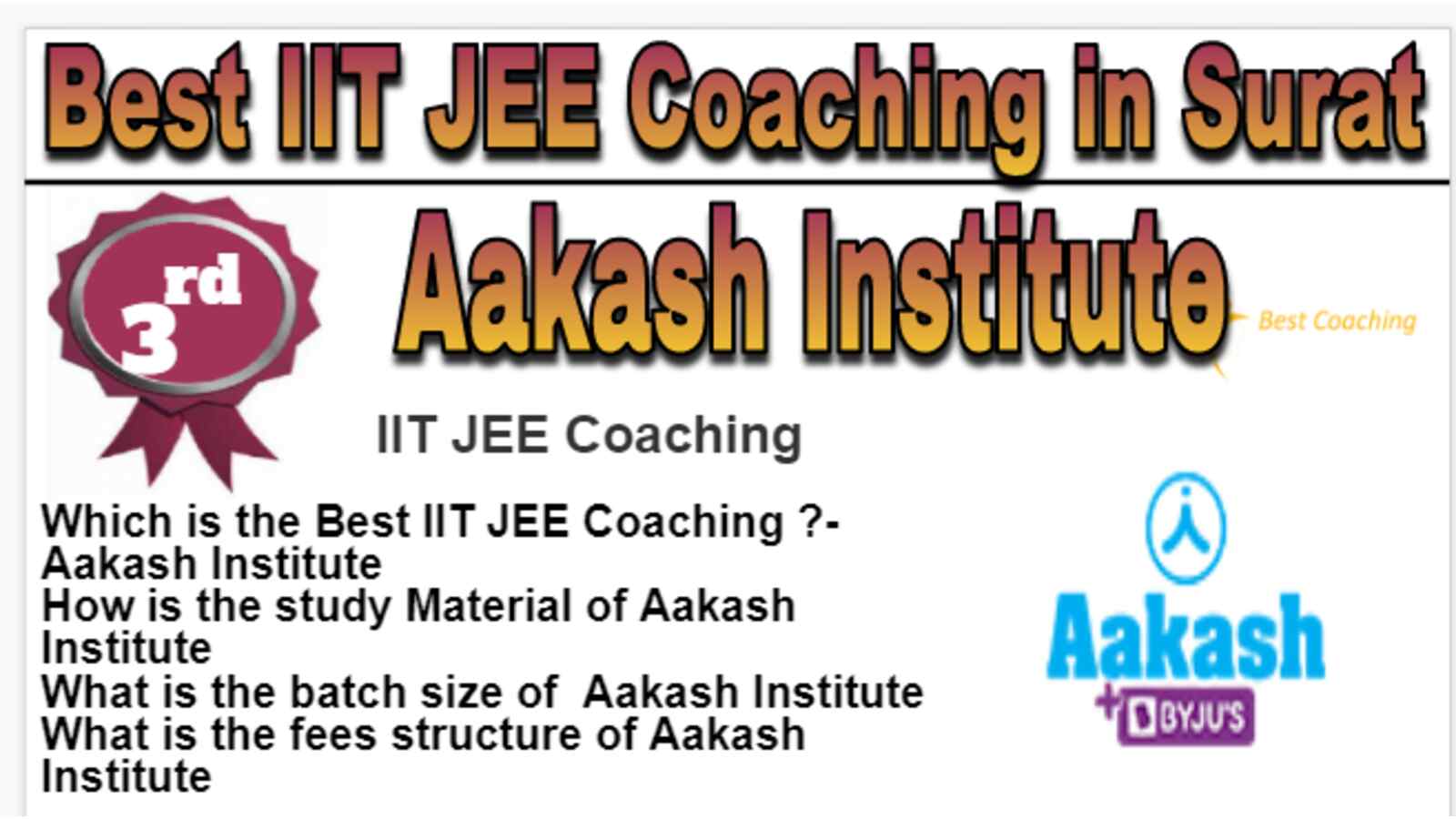 Rank 3 Best IIT JEE Coaching in Surat 