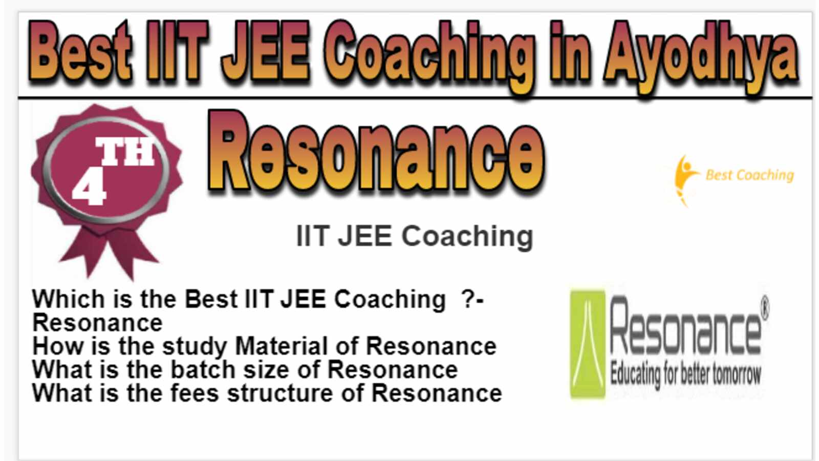 Rank 4 Best IIT JEE Coaching in Ayodhya