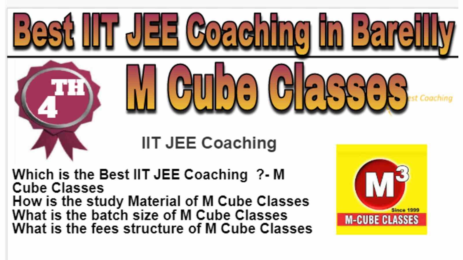 Rank 4 Best IIT JEE Coaching in Bareilly