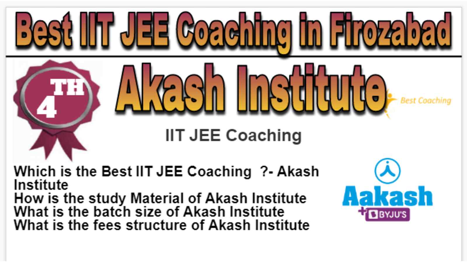 Rank 4 Best IIT JEE Coaching in Firozabad 
