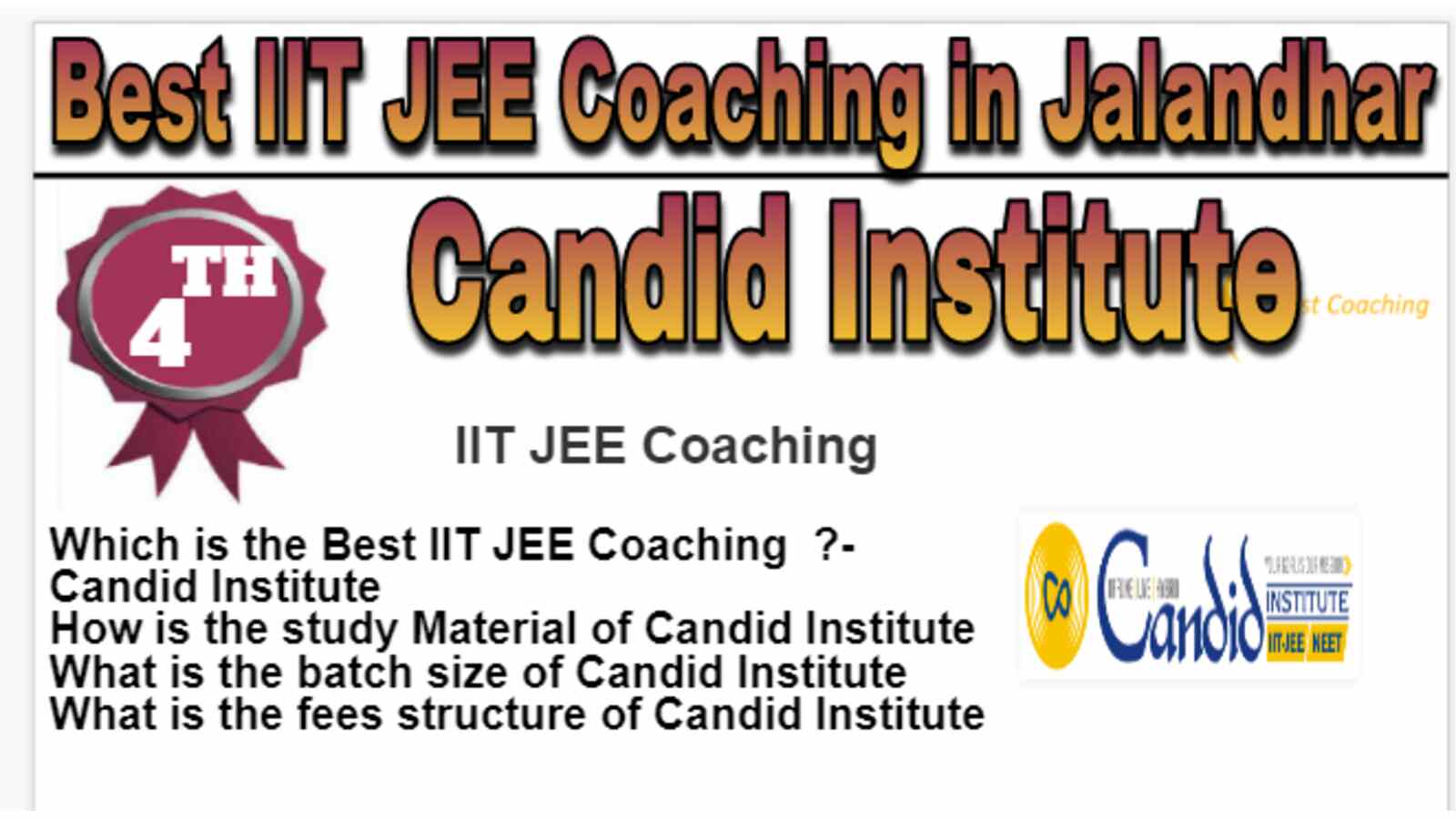 Rank 4 Best IIT JEE Coaching in Jalandhar