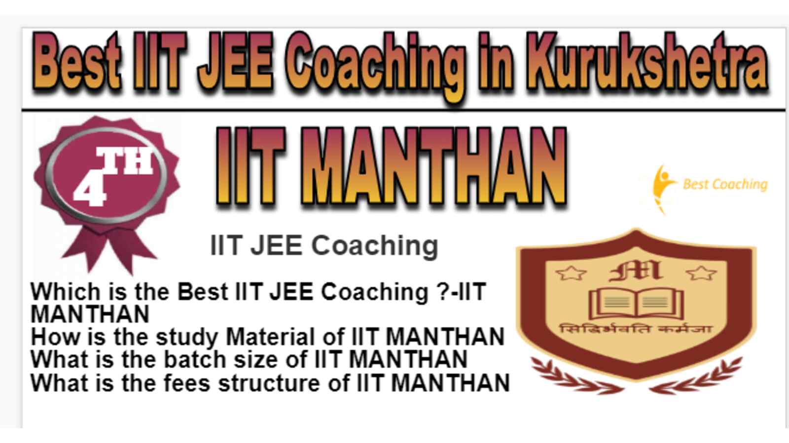 Rank 4 Best IIT JEE Coaching in Kurukshetra