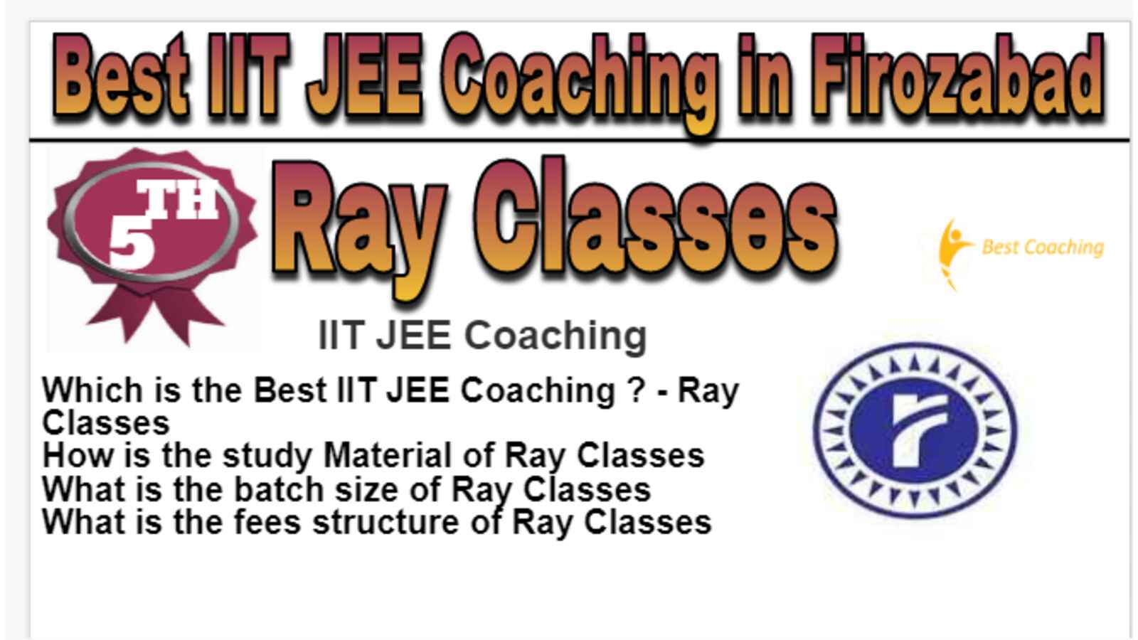 Rank 5 Best IIT JEE Coaching in Firozabad