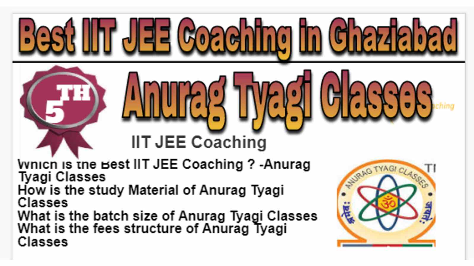 Rank 5 Best IIT JEE Coaching in Ghaziabad