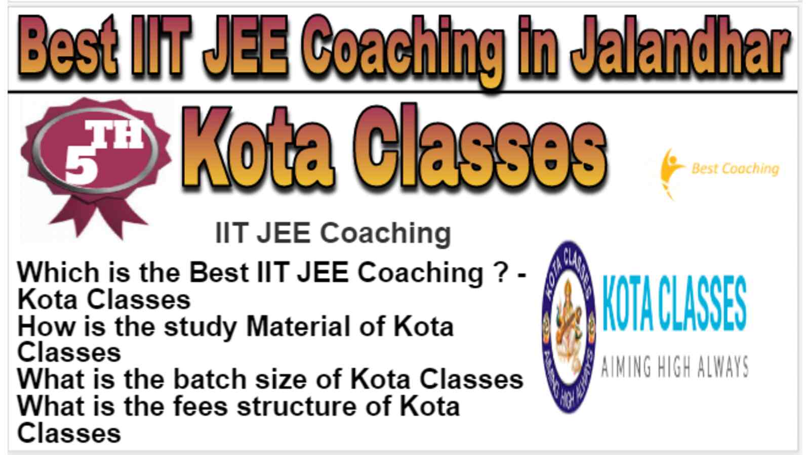 Rank 5 Best IIT JEE Coaching in Jalandhar