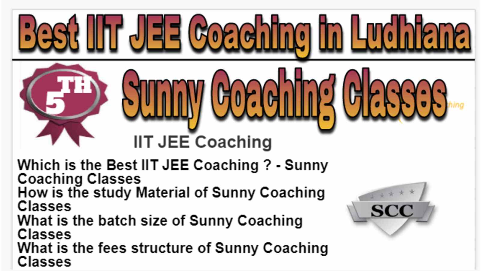 Rank 5 Best IIT JEE Coaching in Ludhiana