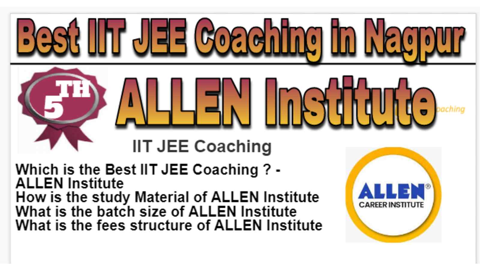 Rank 5 Best IIT JEE Coaching in Nagpur