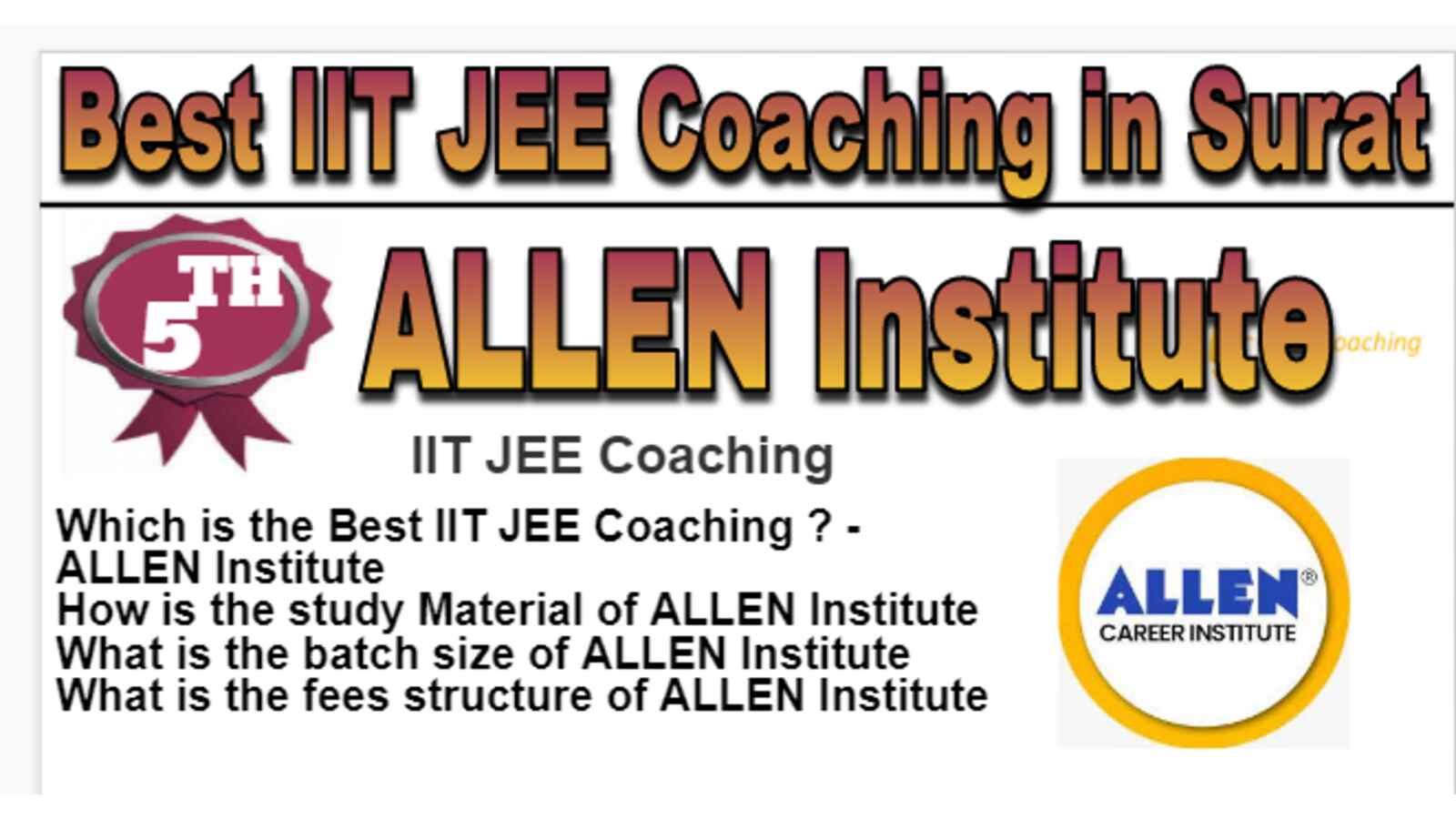 Rank 5 Best IIT JEE Coaching in Surat