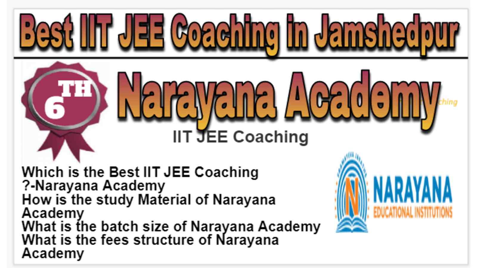 Rank 6 Best IIT JEE Coaching in Jamshedpur